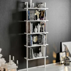 JENA Bibliothèques En Métal|Bibliothèques En Métal|Étagère murale moderne blanche 5 plateaux H. 174 cm