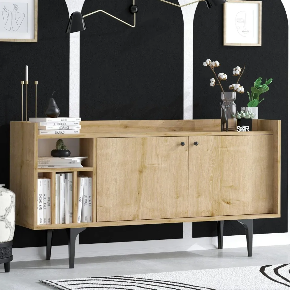 UMEA Bibliothèques En Bois|Bibliothèques En Bois|Étagère murale moderne effet bois clair - 6 niveaux