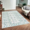 ISTANBUL Tapis|Textile·Tapis|Tapis écru contrasté – motifs bleus, 160x230 cm