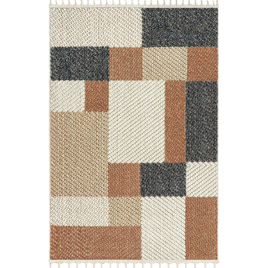 ISTANBUL Tapis|Textile·Tapis|Tapis écru contrasté – motifs bleus, 160x230 cm