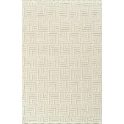 ISTANBUL Tapis|Textile·Tapis|Tapis de salon beige – motif carré, 120x180 cm