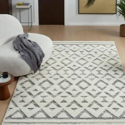 ISTANBUL Tapis|Textile·Tapis|Tapis de salon crème et gris – motif géométrique, 160x230 cm