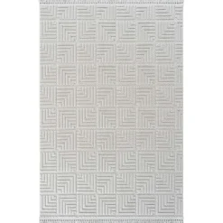 ISTANBUL Tapis|Textile·Tapis|Tapis de salon gris – motif carré, 120x180 cm