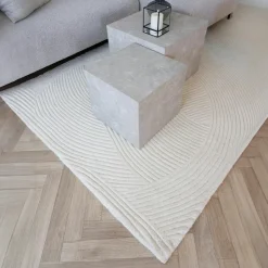 FEZ Tapis|Textile·Tapis|Tapis en laine blanc crème tufté main à motifs contemporains 200x300 cm