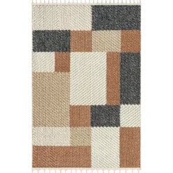 ISTANBUL Tapis|Textile·Tapis|Tapis gris foncé – motif carré, 120x180 cm