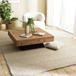 Tapis|Textile·Tapis|Tapis rectangulaire 200 x 290 cm laine bandes tissées lin