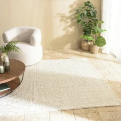 Tapis|Textile·Tapis|Tapis rectangulaire 200 x 290 laine bouclée ivoire