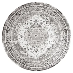 FEZ Tapis|Textile·Tapis|Tapis rond noir et blanc style vintage ø200 cm