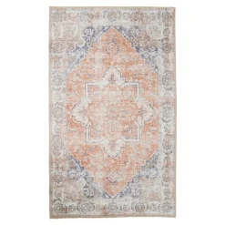 FEZ Tapis|Textile·Tapis|Tapis vintage orange et bleu à motifs traditionnels 200x300 cm