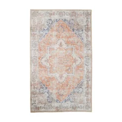 FEZ Tapis|Textile·Tapis|Tapis vintage orange et bleu à motifs traditionnels 160x230 cm
