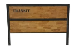 Docker Têtes De Lit Industrielles|Têtes De Lit En Bois|Tête de lit hévéa recyclé naturel et métal noirci 180X120cm