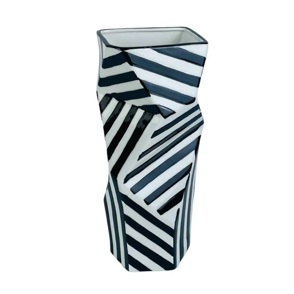 Vases|Vase destructuré blanc et noir H31 cm