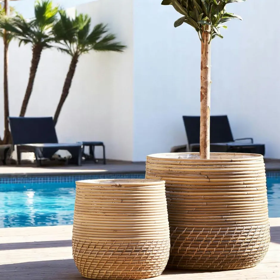 Arizona Vases|Vase verre soufflé et racine teck, artisanal H 50 cm