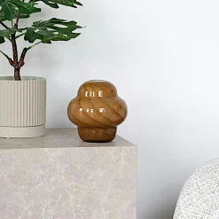 Vases|Vase vintage marron forme ronde