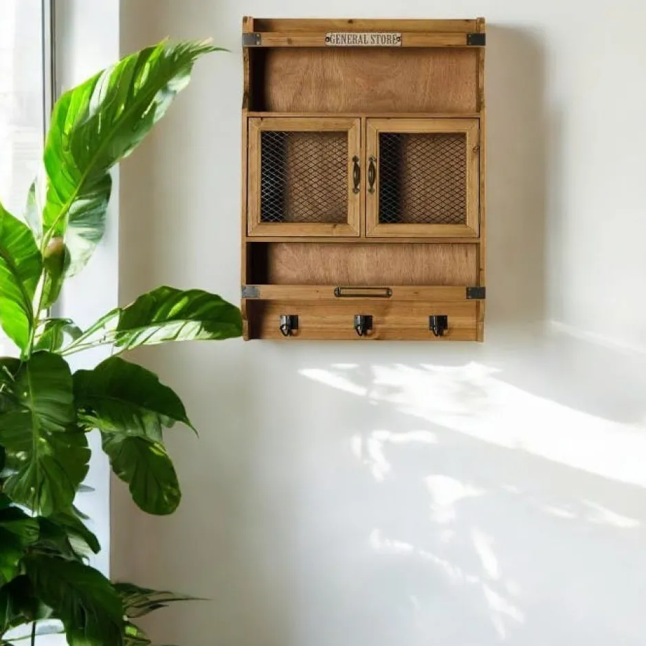 LAMPHUN Univers Déco·Vintage|Meubles D'Entrée·Portemanteaux|Vestiaire mural vintage 3 crochets 2 portes